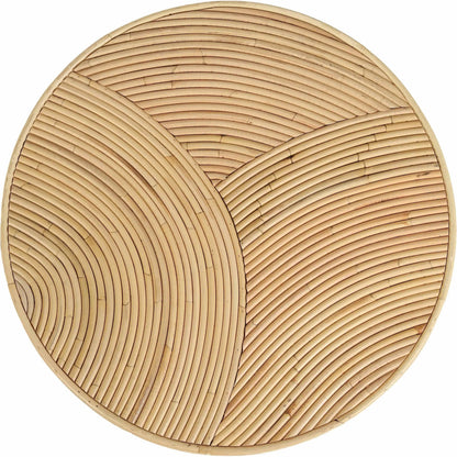 Matea Rattan Arch Side Table by TOV Furniture in natural. Made from rattan in a unique style.