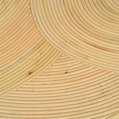 Matea Rattan Arch Side Table by TOV Furniture in natural. Made from rattan in a unique style.