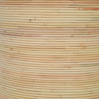 Matea Rattan Arch Side Table by TOV Furniture in natural. Made from rattan in a unique style.