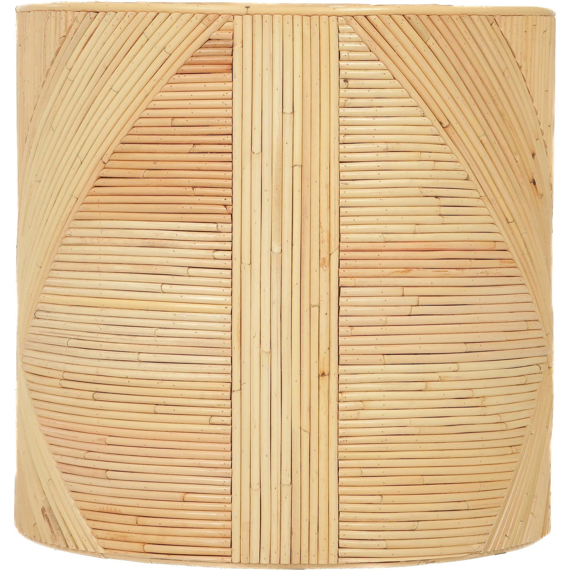 Matea Rattan Cross Side Table by TOV Furniture in natural. Made from rattan in a unique style.