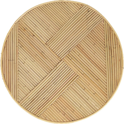 Matea Rattan Cross Side Table by TOV Furniture in natural. Made from rattan in a unique style.