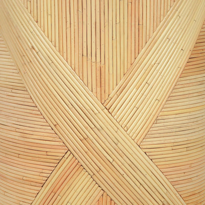 Matea Rattan Cross Side Table by TOV Furniture in natural. Made from rattan in a unique style.