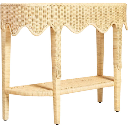 Sally Console Table by TOV Furniture in natural. Made from mahogany, plywood, rattan in a unique style.