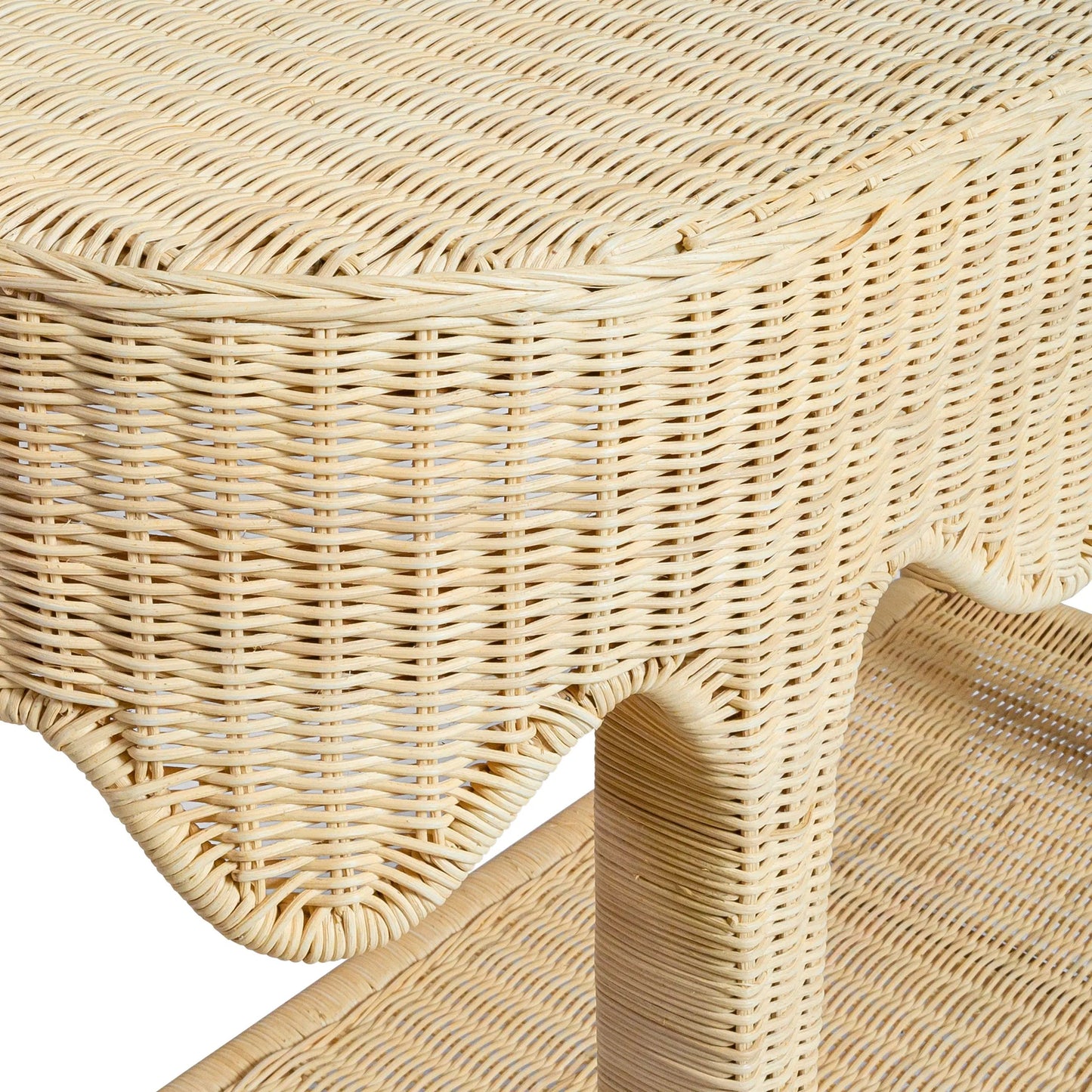 001 SI-2532694 | Closeup | Sally Console Table by TOV Furniture in natural. Made from mahogany, plywood, rattan in a unique style.