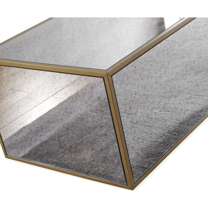 Lana Coffee Table by TOV Furniture in natural. Made from wood, steel, glass in a eclectic & global style.