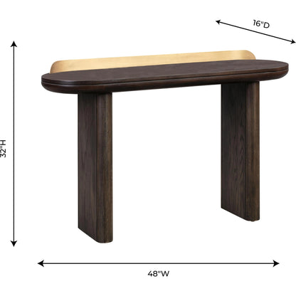 Braden Desk/Console Table by TOV Furniture. Made from acacia, mdf veneer, metal, oak in a modern style.