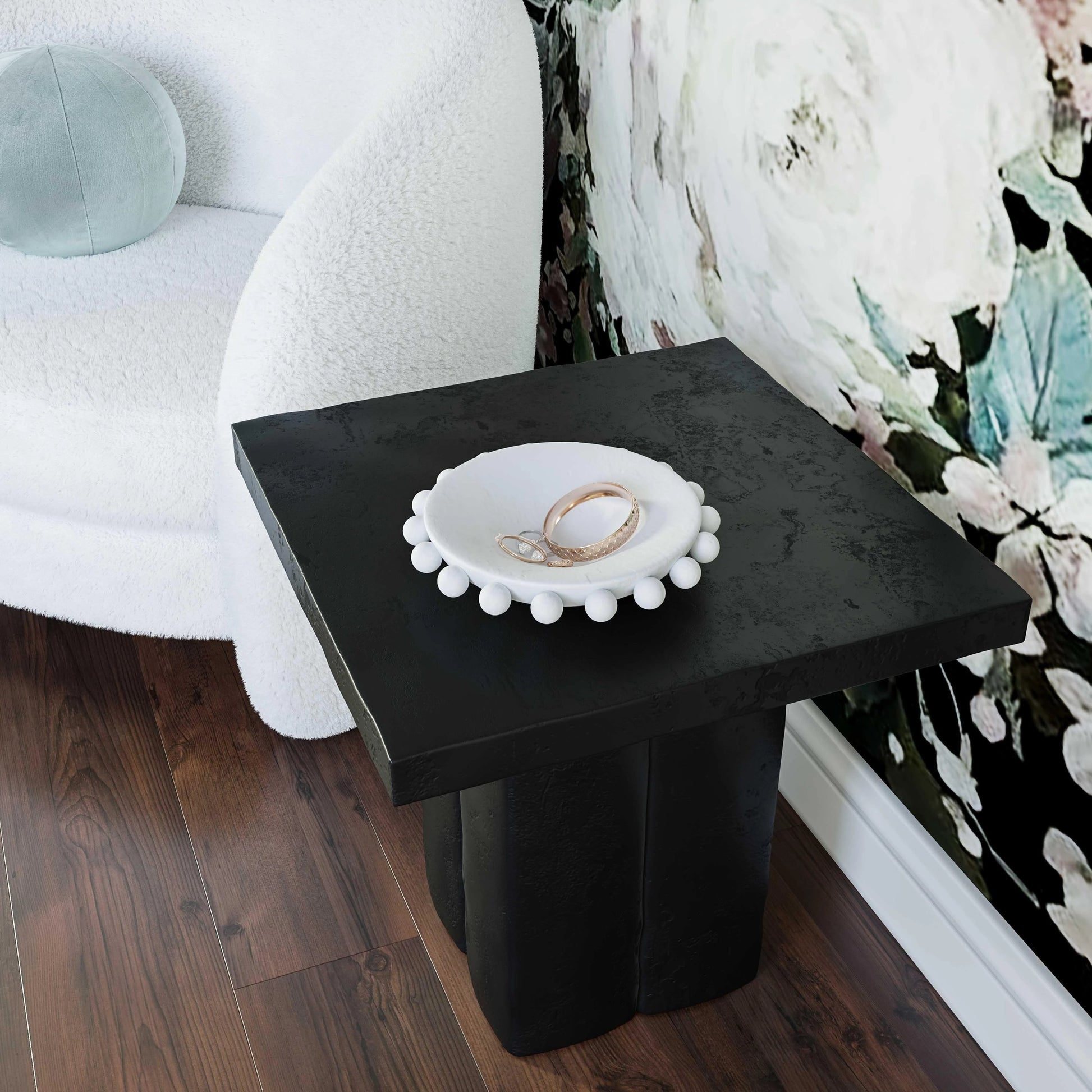 Kayla Side Table by TOV Furniture. Made from concrete in a modern style.
