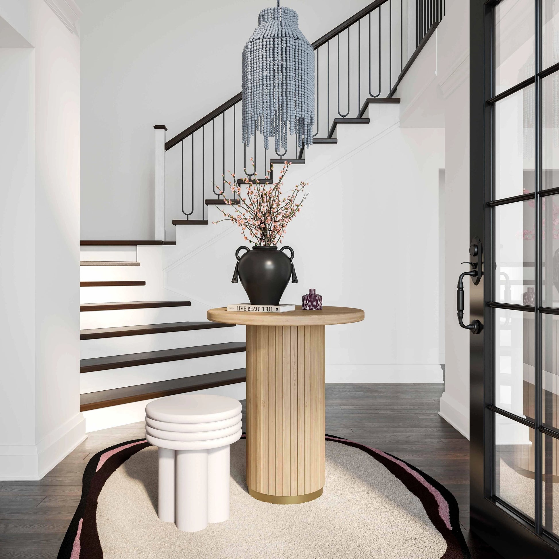 Chelsea Entry Table by TOV Furniture. Made from mdf, metal, oak, oak veneer in a modern style.