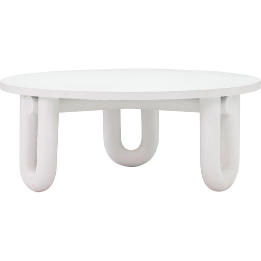 Tildy Coffee Table by TOV Furniture in white. Made from concrete in a modern style.