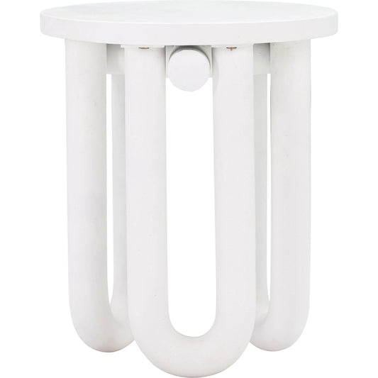 Tildy Side Table by TOV Furniture in white. Made from concrete in a modern style.