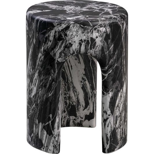 Marisol Side Table by TOV Furniture in black marble. Made from concrete in a modern style.