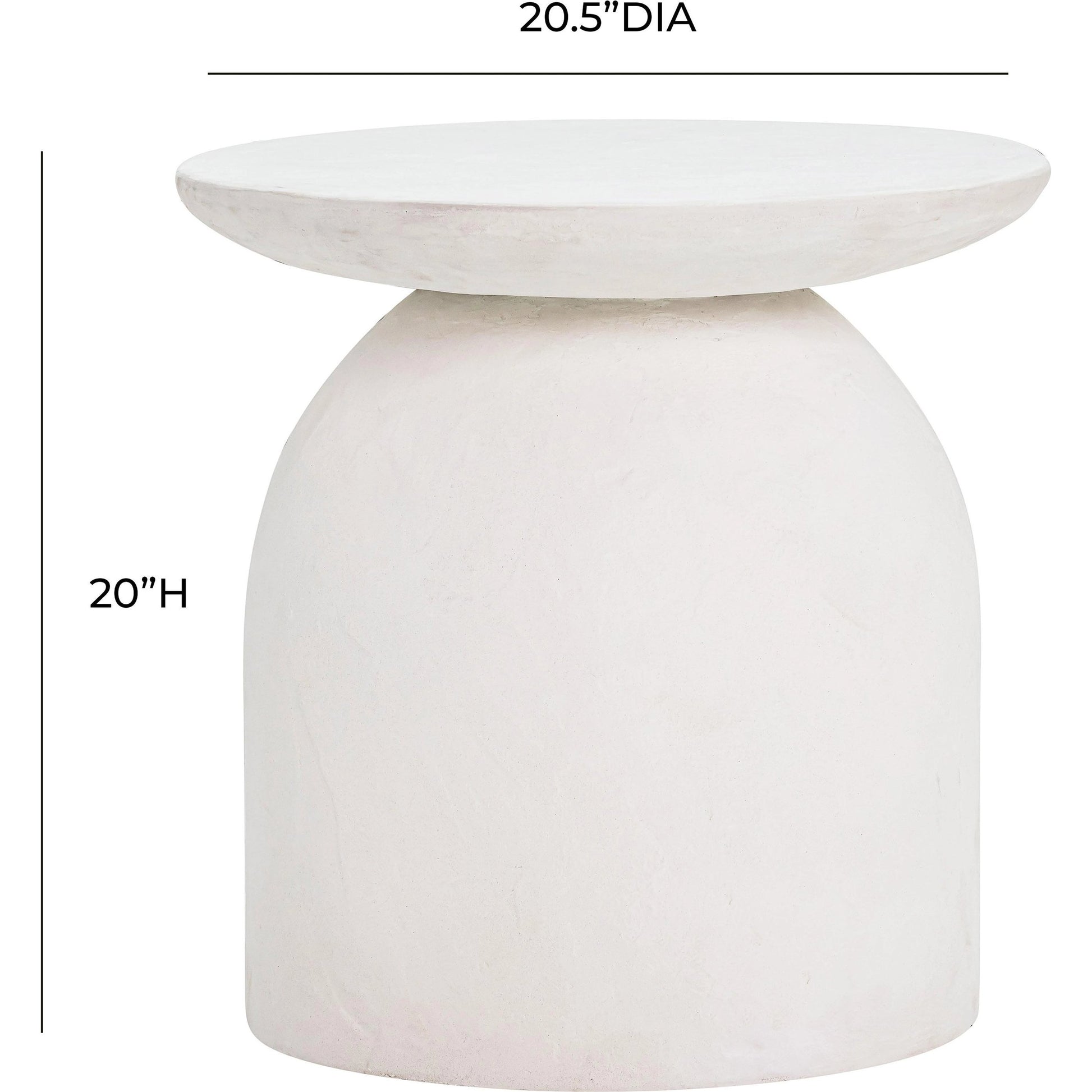 Aloe Concrete Side Table by TOV Furniture in white. Made from concrete in a modern style.