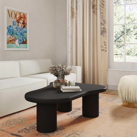 Gotham Onyx Coffee Table by TOV Furniture in black. Made from ash veneer, rubberwood in a modern style.