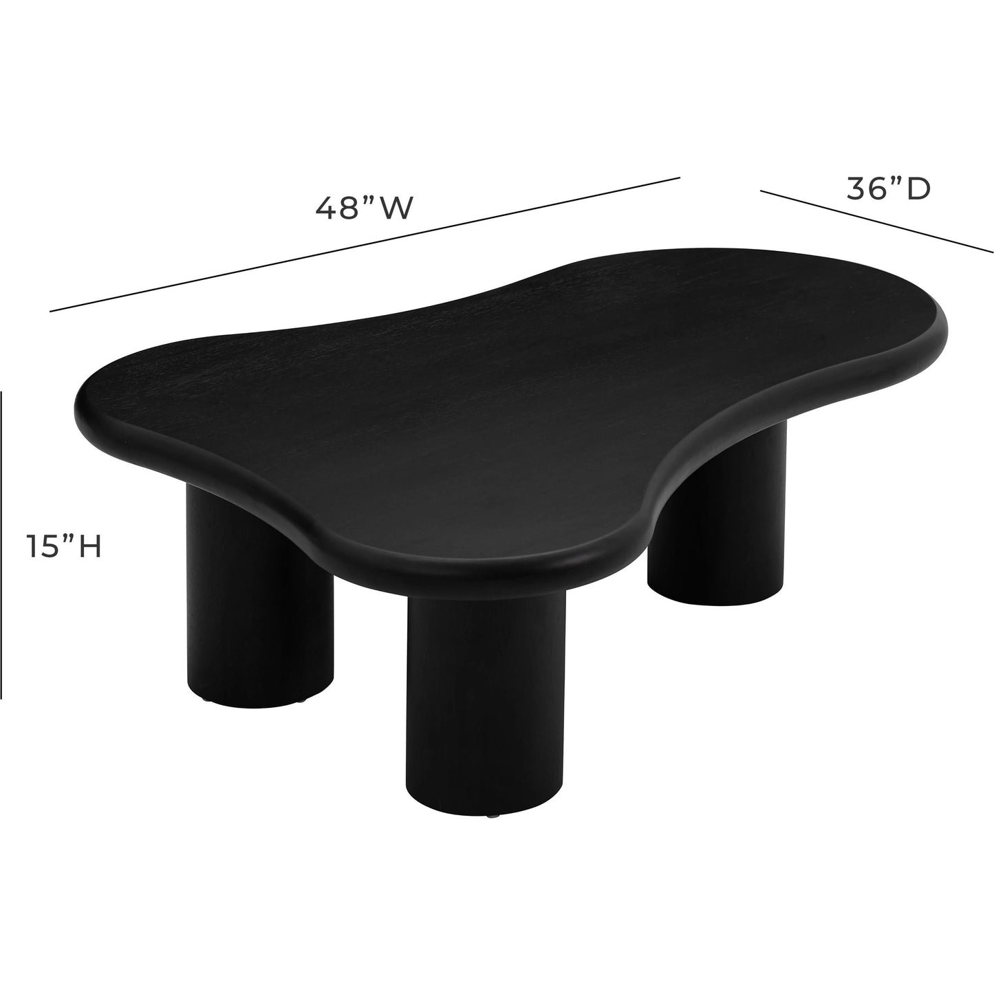 005 SI-1984375 | Additional Silo | Gotham Onyx Coffee Table by TOV Furniture in black. Made from ash veneer, rubberwood in a modern style.