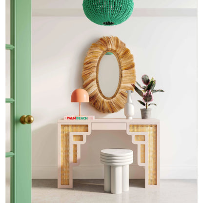 Suzie Rattan Console Table by TOV Furniture. Made from mdf, rattan in a modern style.