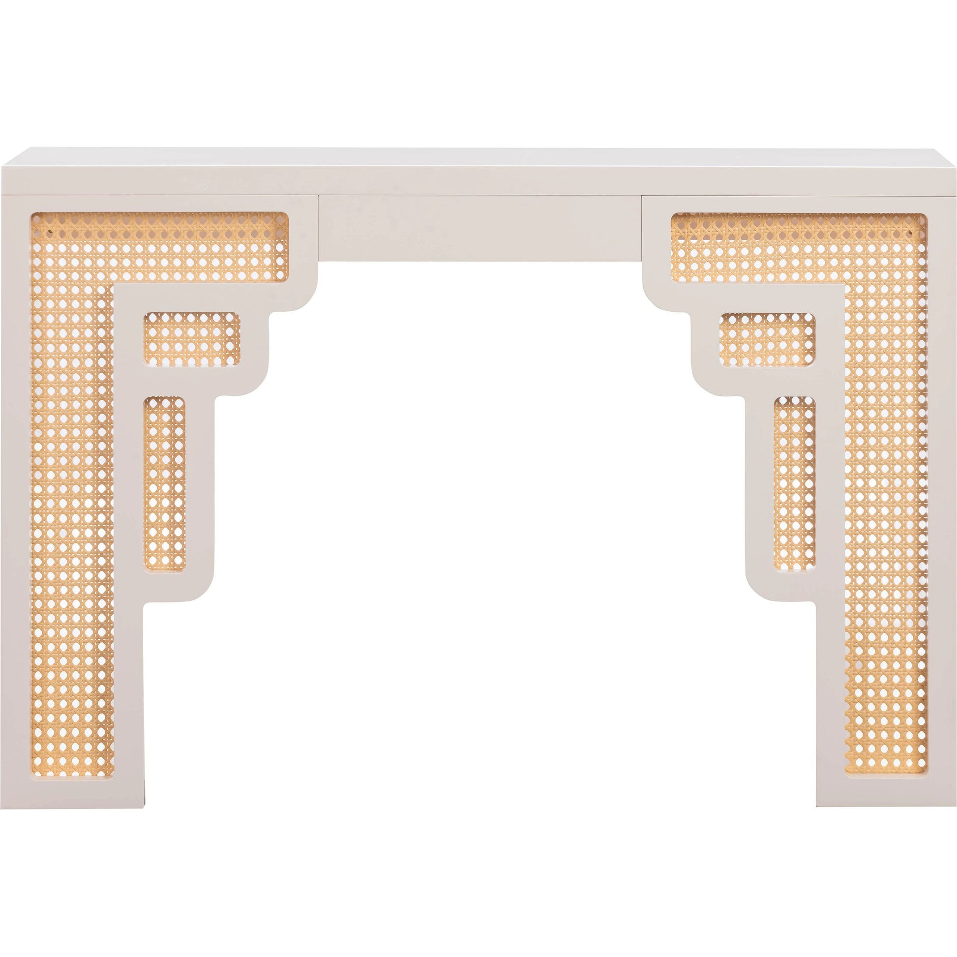 Suzie Rattan Console Table by TOV Furniture. Made from mdf, rattan in a modern style.