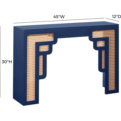 Suzie Rattan Console Table by TOV Furniture. Made from mdf, rattan in a modern style.