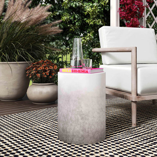 Sarana Ombre Stool by TOV Furniture in grey. Made from concrete in a modern style.