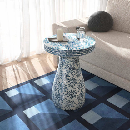 Halio Shell Side Table by TOV Furniture. Made from mdf, shell in a eclectic & global style.