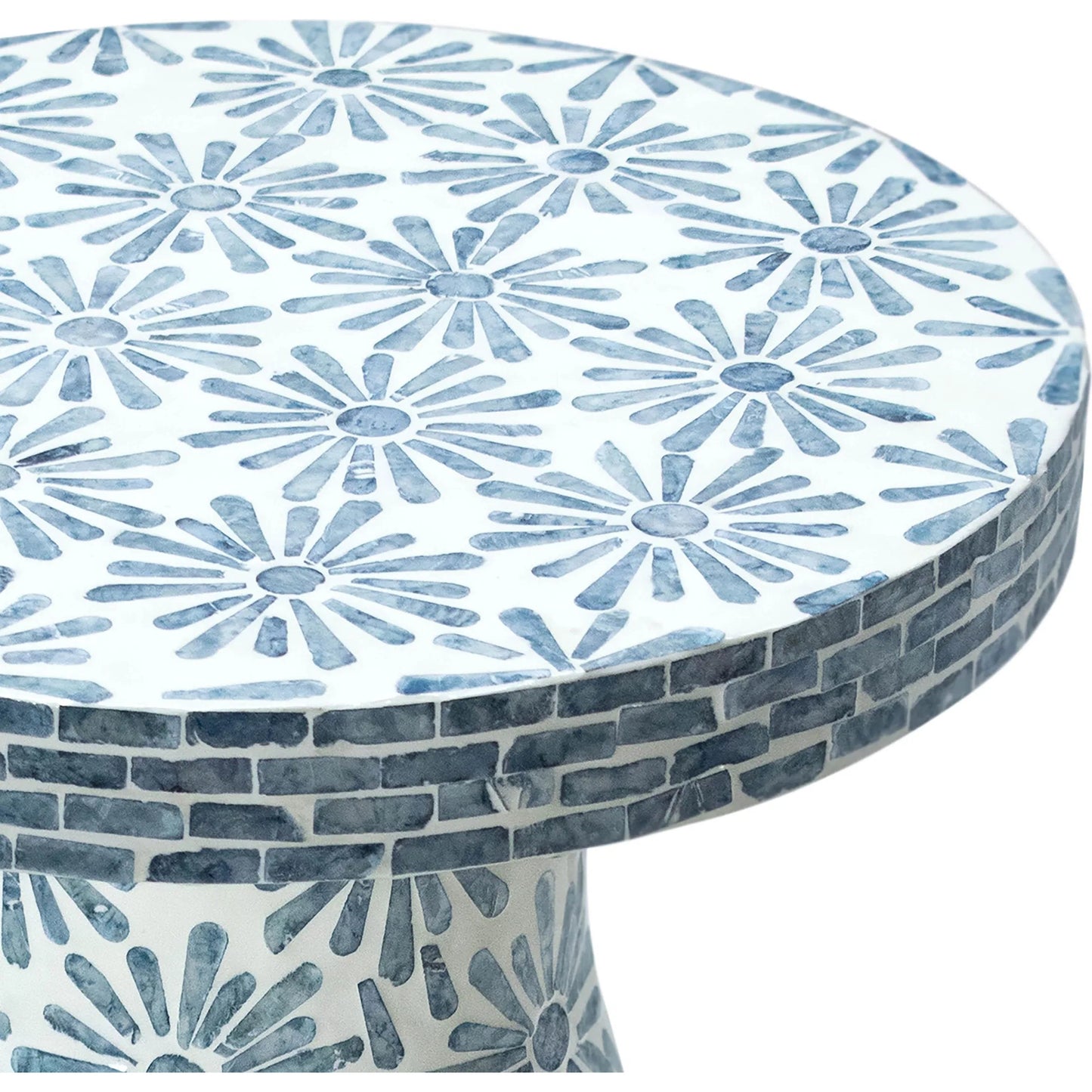 011 SI-2248271 | Closeup | Halio Shell Side Table by TOV Furniture. Made from mdf, shell in a eclectic & global style.