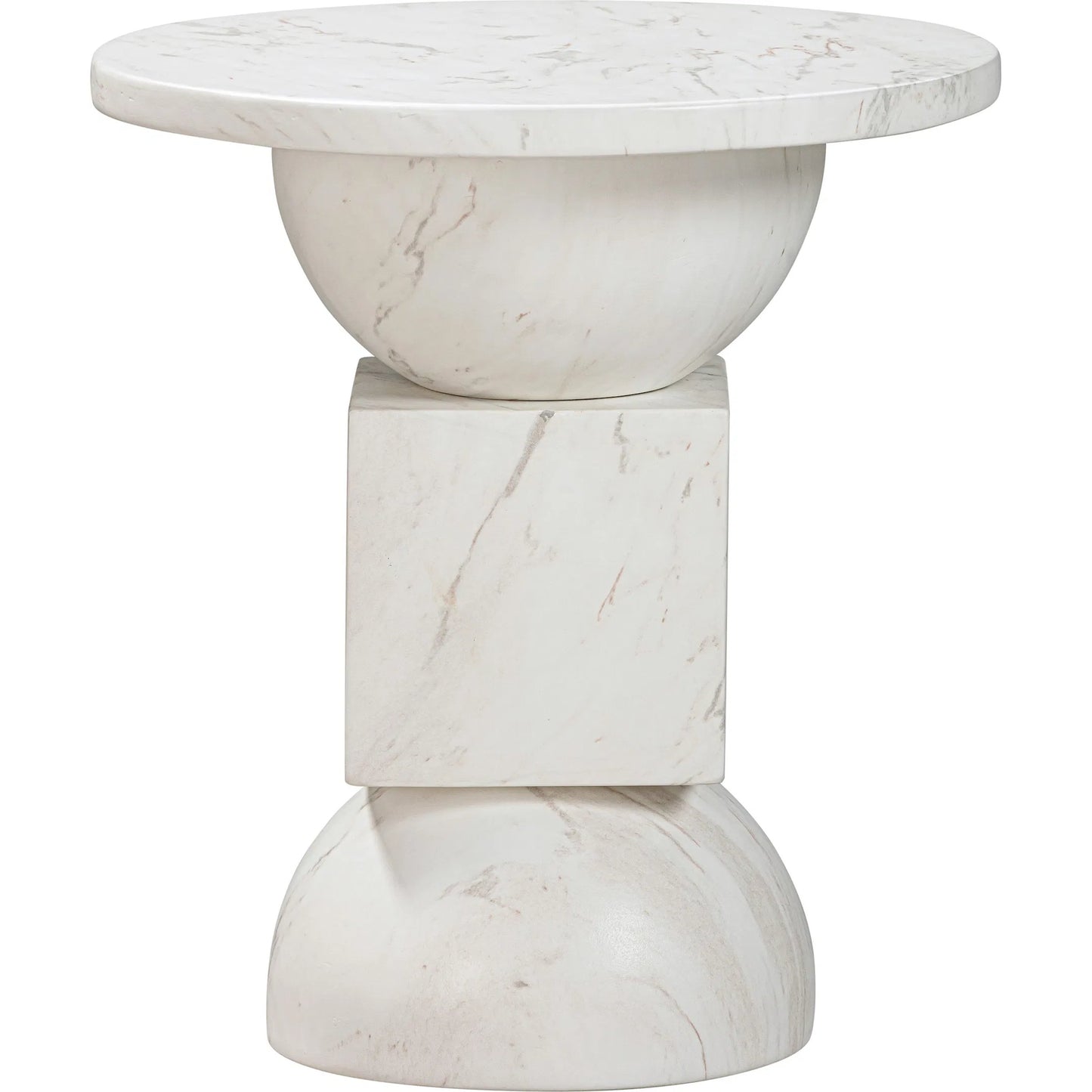 001 SI-2248197 | Primary Silo | Chip Marble Print Indoor/Outdoor Side Table by TOV Furniture in white. Made from concrete in a modern style.