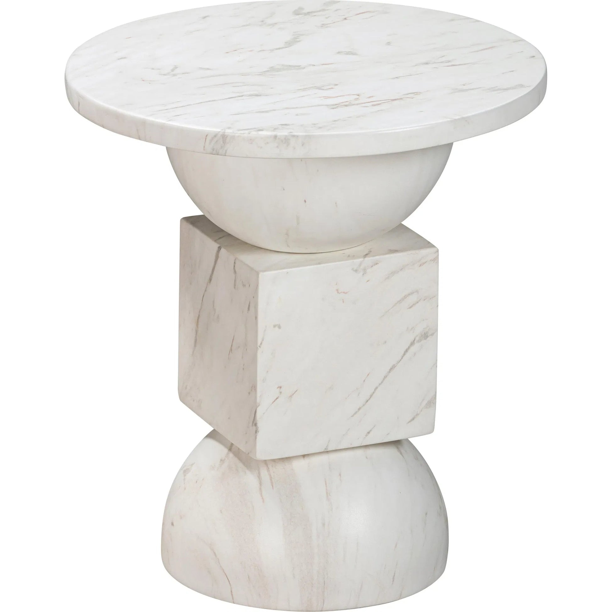 Chip Marble Print Indoor/Outdoor Side Table by TOV Furniture in white. Made from concrete in a modern style.