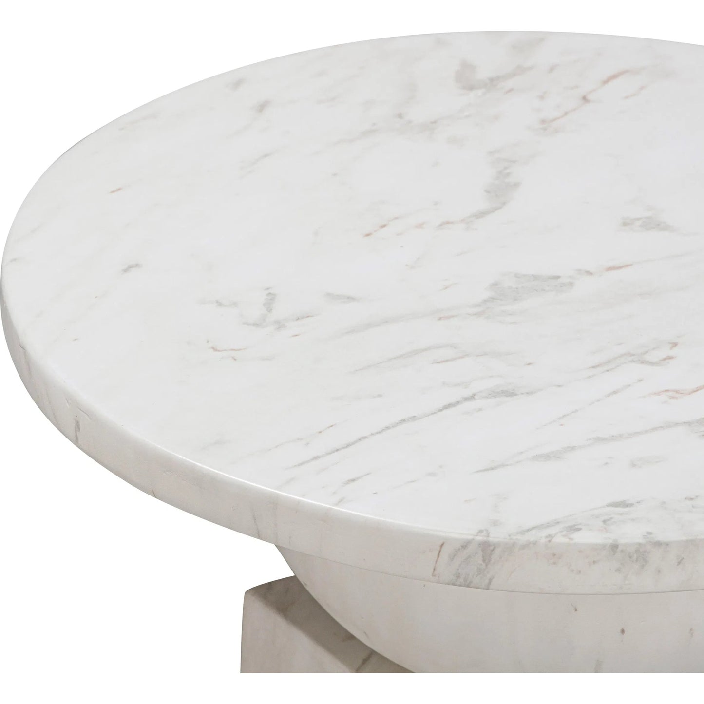 005 SI-2248197 | Closeup | Chip Marble Print Indoor/Outdoor Side Table by TOV Furniture in white. Made from concrete in a modern style.