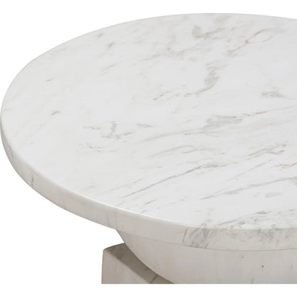 Chip Marble Print Indoor/Outdoor Side Table by TOV Furniture in white. Made from concrete in a modern style.