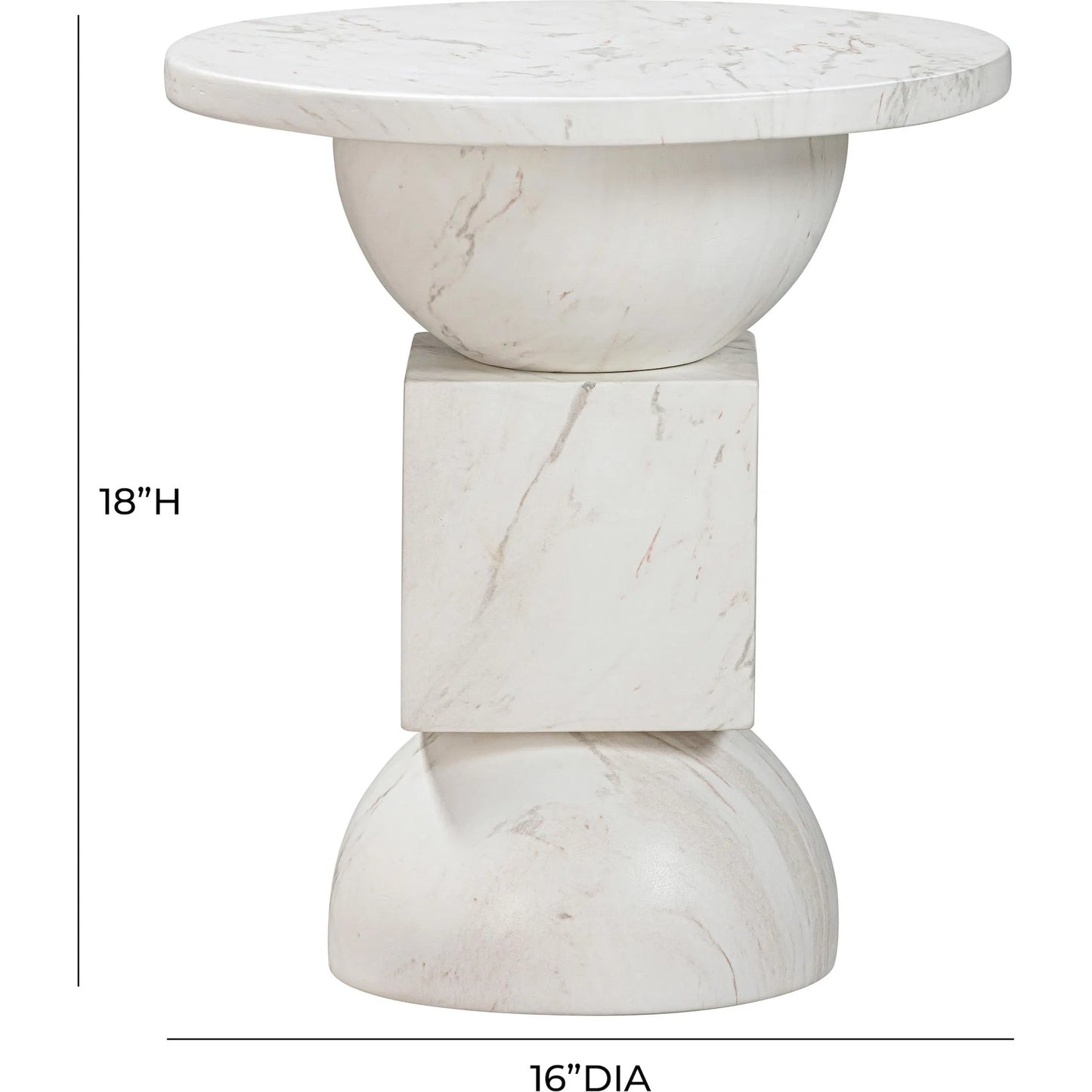 004 SI-2248197 | Additional Silo | Chip Marble Print Indoor/Outdoor Side Table by TOV Furniture in white. Made from concrete in a modern style.