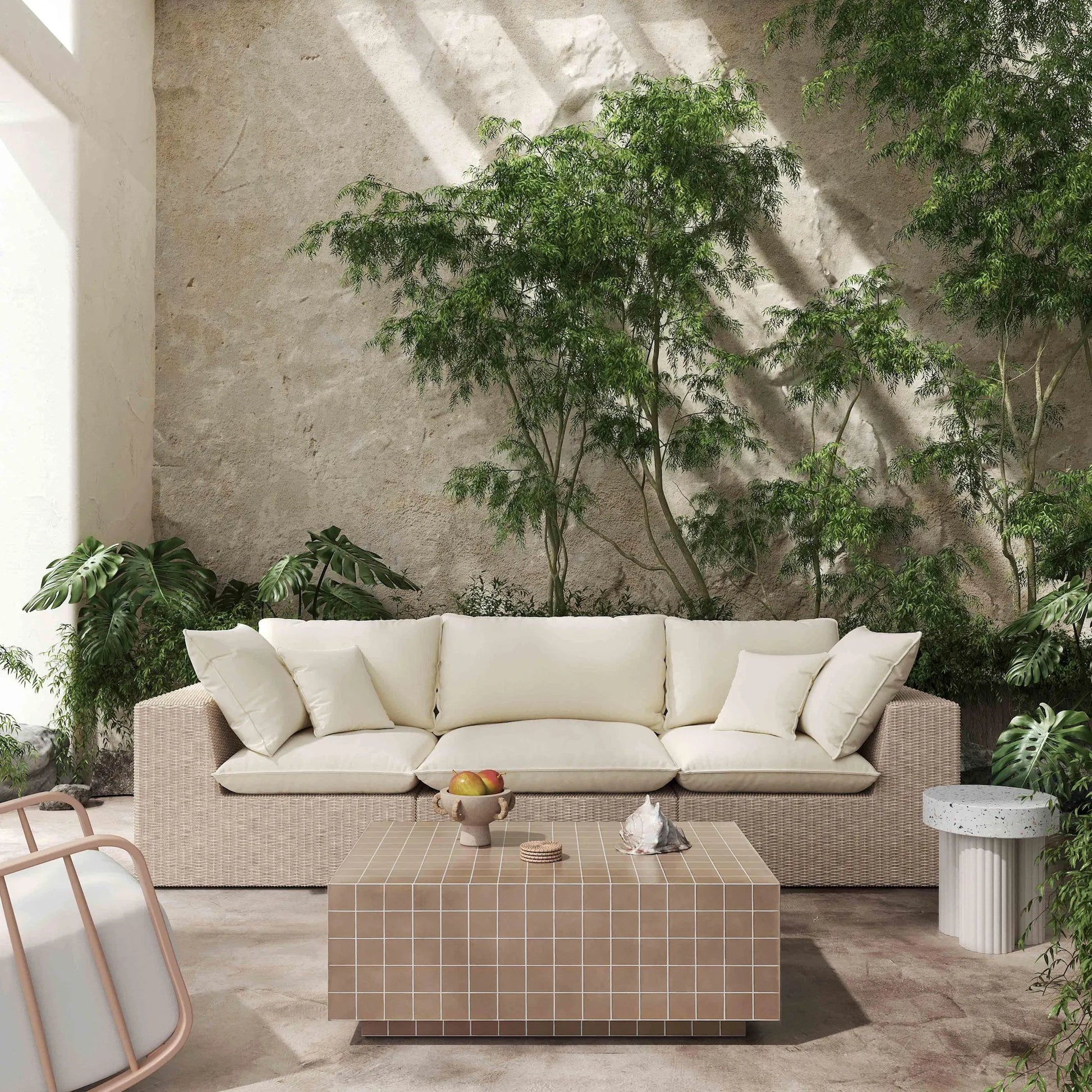 Mixie Tile Indoor / Outdoor Coffee Table by TOV Furniture. Made from concrete in a eclectic & global style.
