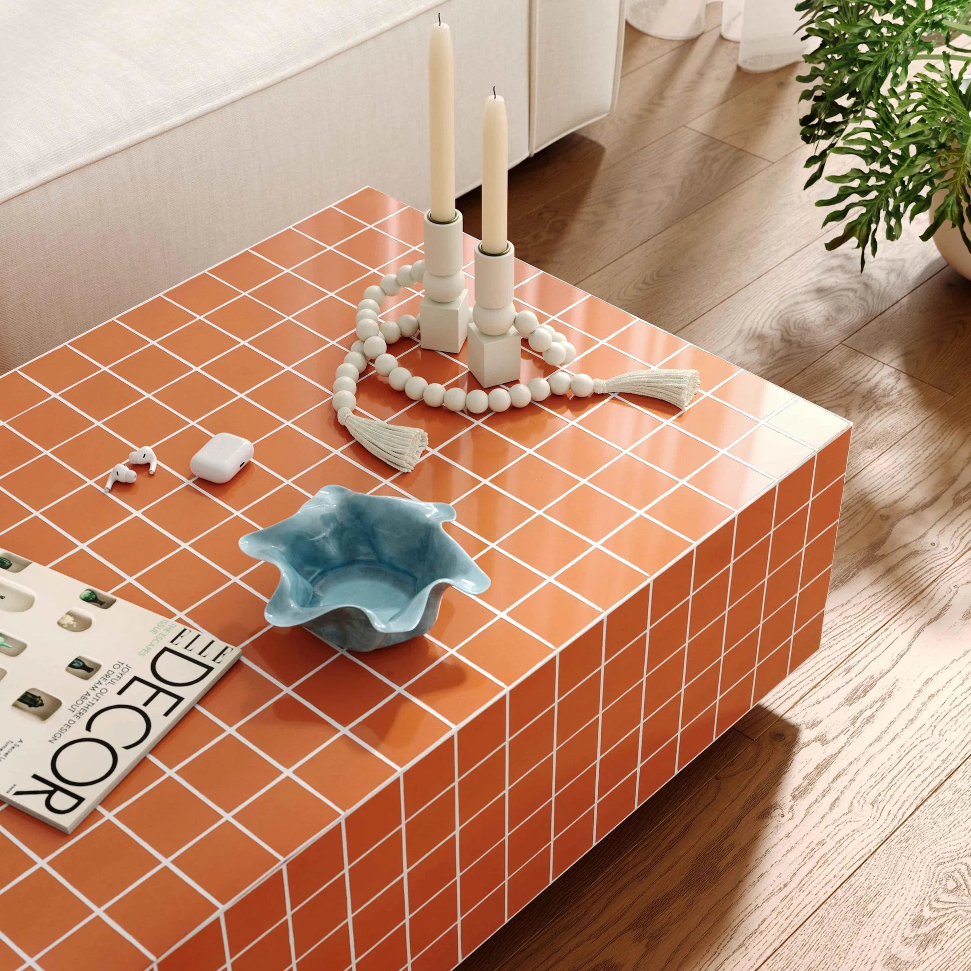 Mixie Tile Indoor / Outdoor Coffee Table by TOV Furniture. Made from concrete in a eclectic & global style.