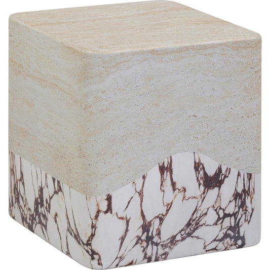 Brut Travertine & Breccia Concrete Indoor/Outdoor Side Table by TOV Furniture in breccia, travertine. Made from concrete in a unique style.