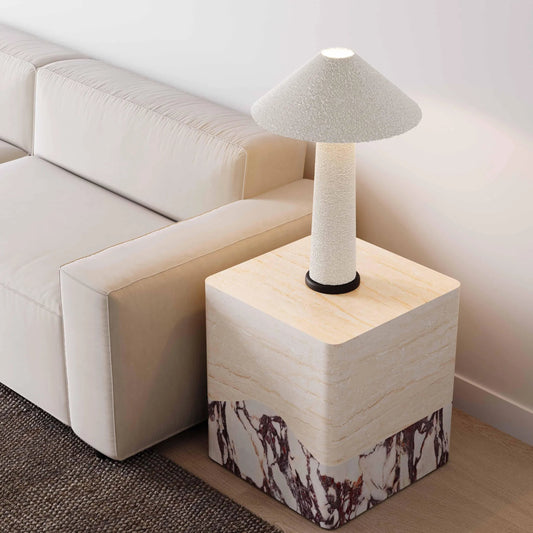 Brut Travertine & Breccia Concrete Indoor/Outdoor Side Table by TOV Furniture in breccia, travertine. Made from concrete in a unique style.