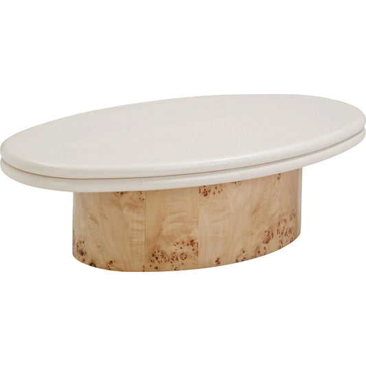 Tanner Natural Burl and Cream Ash Coffee Table by TOV Furniture in cream, natural. Made from mdf, plywood, veneer in a unique style.