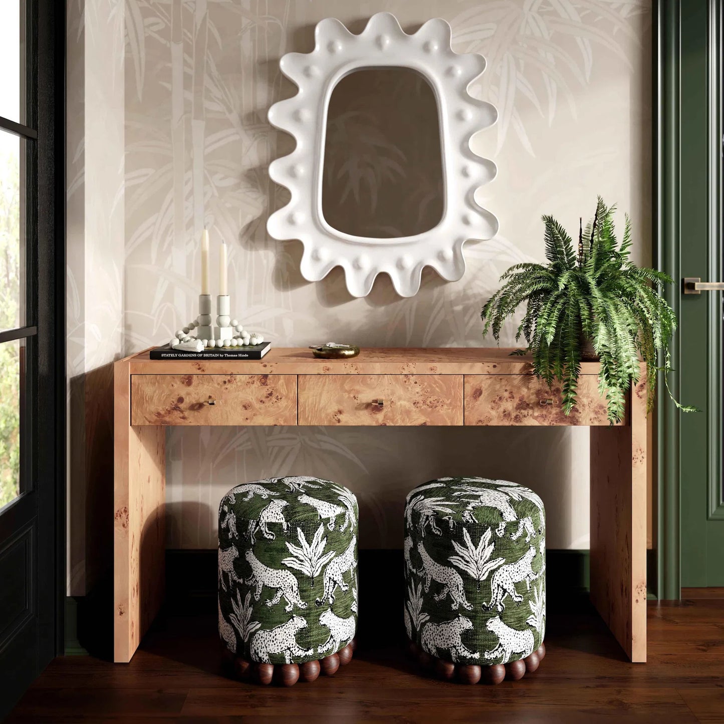 016 SI-2356267 | Lifestyle | Brandyss Burl Console Table by TOV Furniture. Made from mdf, plywood, veneer in a modern style.