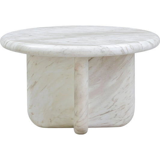 Juju Marble Tall Coffee Table by TOV Furniture in white. Made from concrete in a unique style.