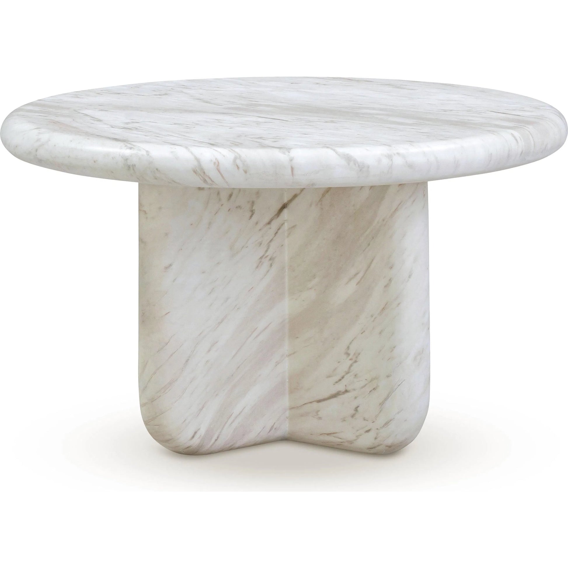 Juju Marble Tall Coffee Table by TOV Furniture in white. Made from concrete in a modern style.