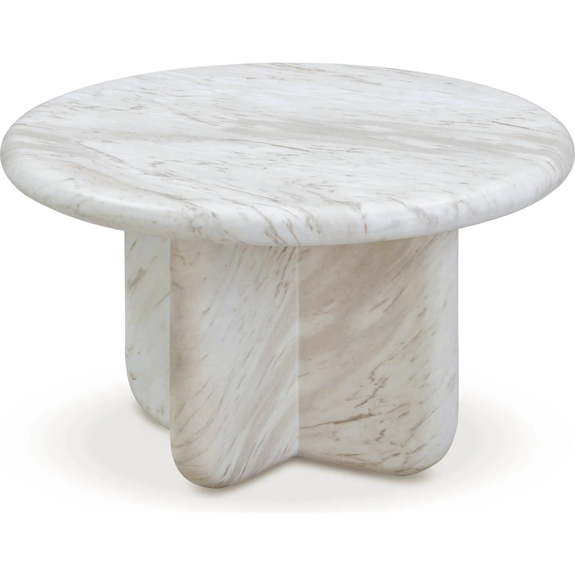 Juju Marble Tall Coffee Table by TOV Furniture in white. Made from concrete in a modern style.