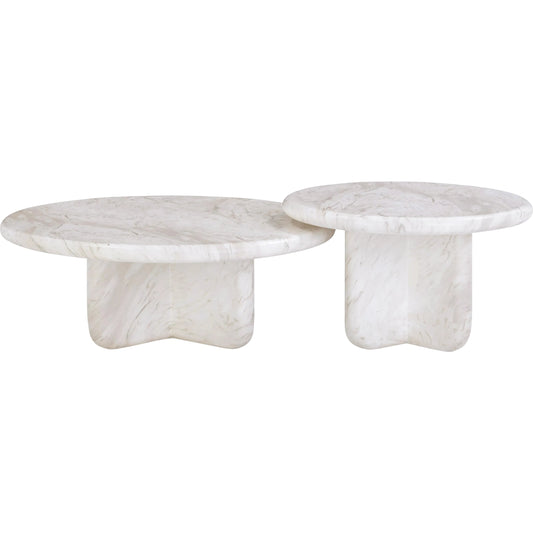 Juju Nesting Marble Coffee Tables by TOV Furniture in white. Made from concrete in a unique style.