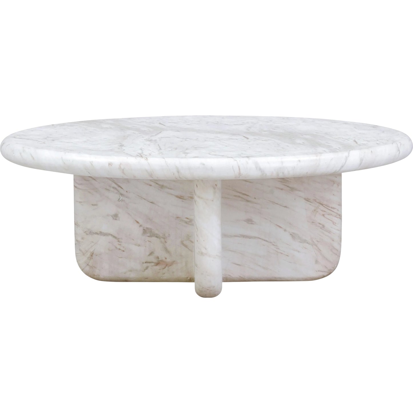 001 SI-2320931 | Primary Silo | Juju Marble Short Coffee Table by TOV Furniture in white. Made from concrete in a unique style.