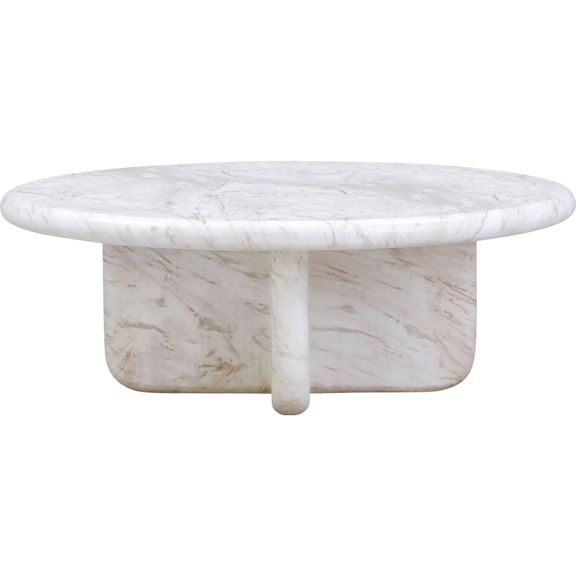 Juju Marble Short Coffee Table by TOV Furniture in white. Made from concrete in a unique style.