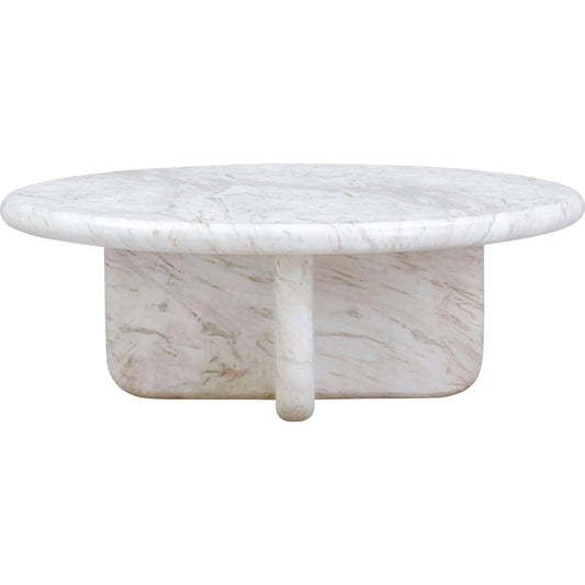 Juju Marble Short Coffee Table by TOV Furniture in white. Made from concrete in a unique style.
