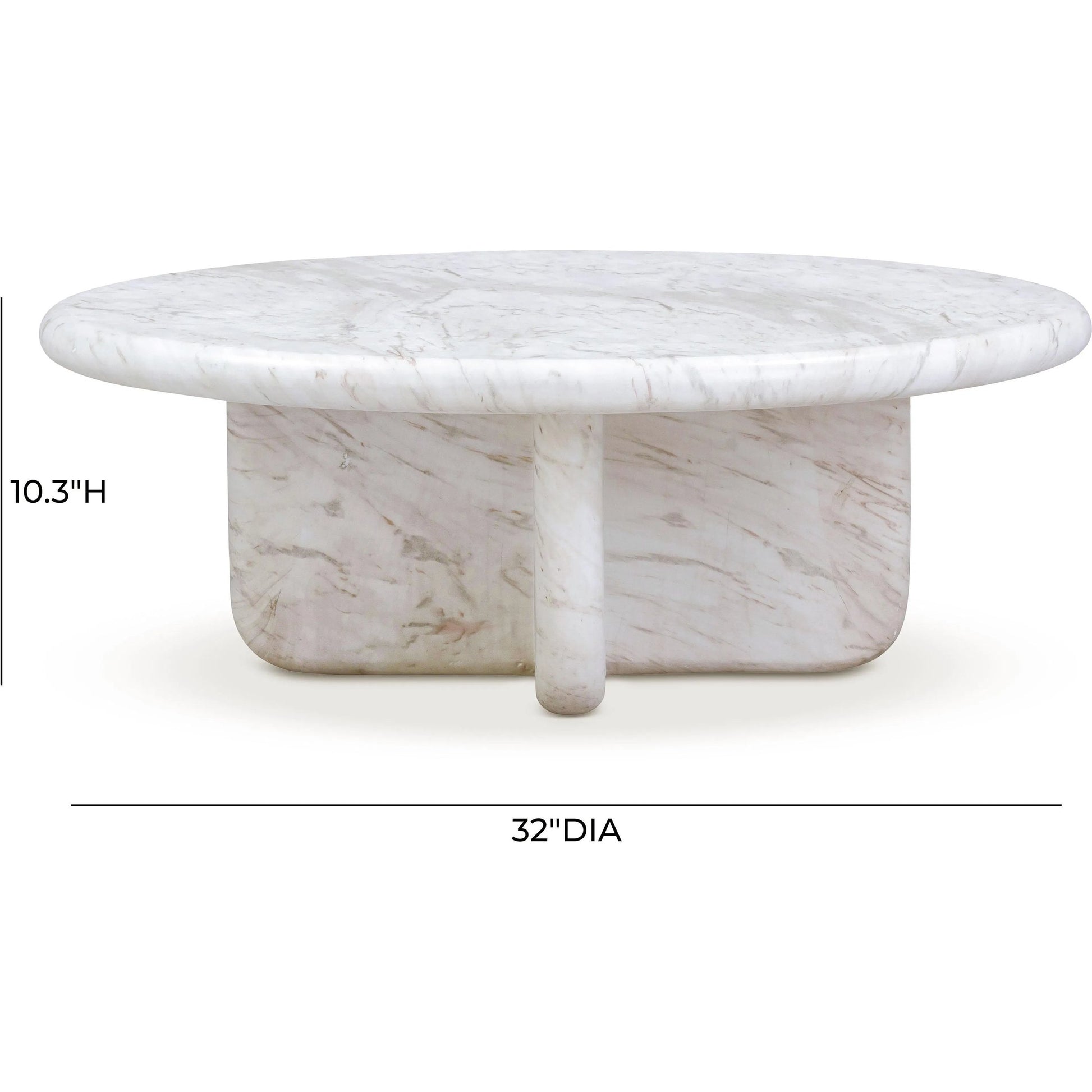 Juju Marble Short Coffee Table by TOV Furniture in white. Made from concrete in a unique style.