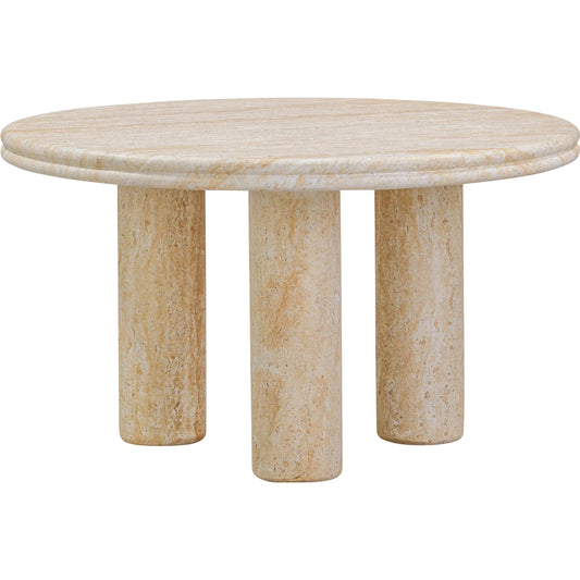 Amora Faux Round Accent Table by TOV Furniture in travertine. Made from concrete in a unique style.