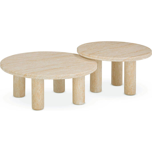 Amora Faux Nesting Accent Tables by TOV Furniture in travertine. Made from concrete in a unique style.