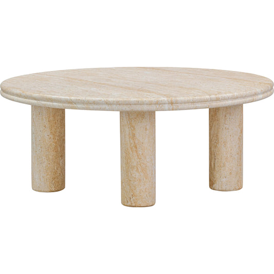 Amora Faux Round Accent Table by TOV Furniture in travertine. Made from concrete in a unique style.