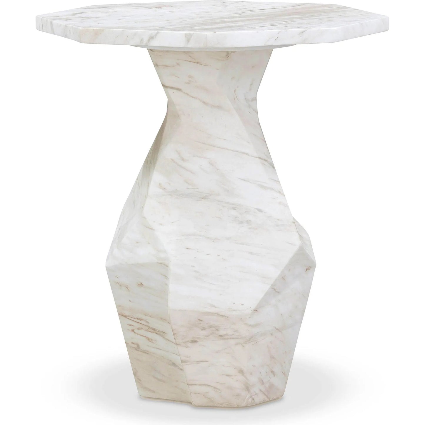 001 SI-2356294 | Primary Silo | Esme Faux Marble Indoor/Outdoor Round Side Table by TOV Furniture in white. Made from concrete in a modern style.