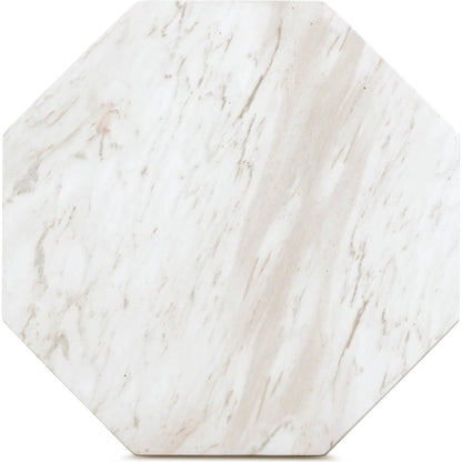 Esme Faux Marble Indoor/Outdoor Round Side Table by TOV Furniture in white. Made from concrete in a modern style.