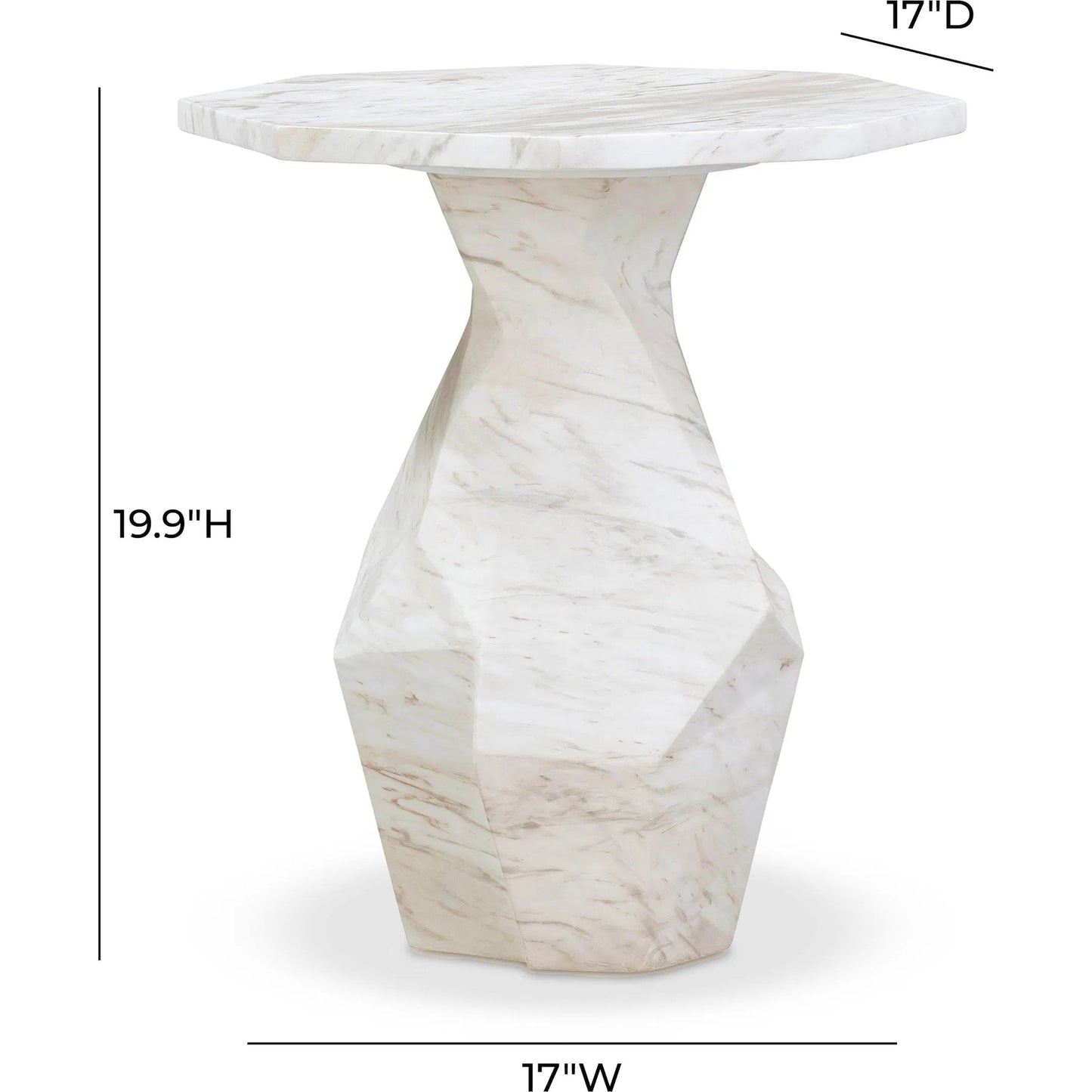 004 SI-2356294 | Additional Silo | Esme Faux Marble Indoor/Outdoor Round Side Table by TOV Furniture in white. Made from concrete in a modern style.