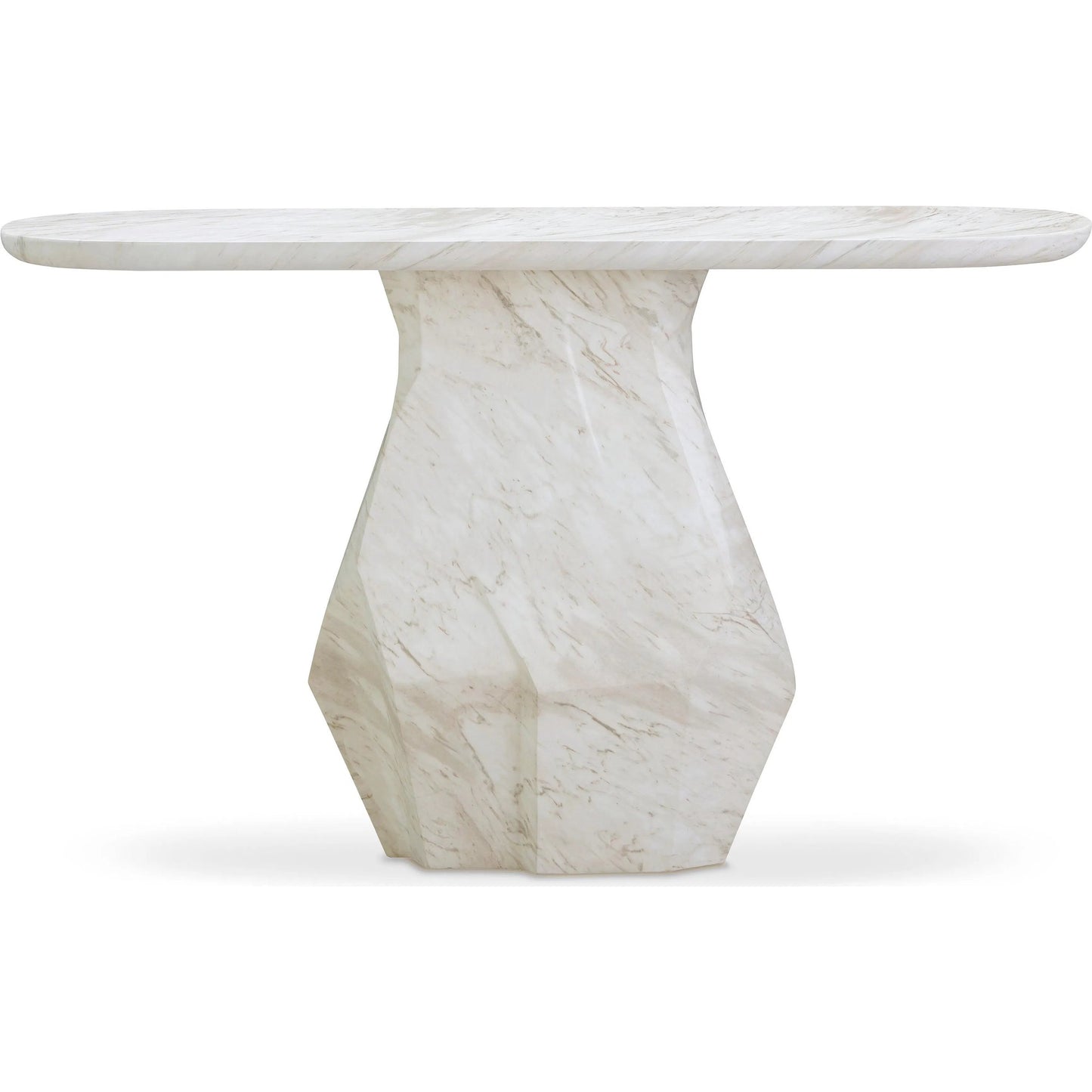 002 SI-2356292 | Additional Silo | Esme Faux Marble Indoor/Outdoor Long Console Table by TOV Furniture in white. Made from concrete in a modern style.